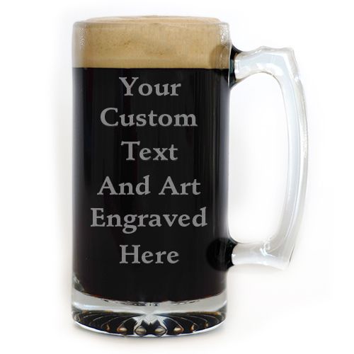 Custom Engraved 12 oz Beer Mug Glass - Custom Monogrammed With Your Text