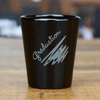Engraved Squiggly Message Black Shot Glass