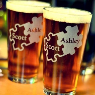 Engraved Puzzle Pint Glasses (Set of 2)