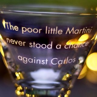 Engraved Poor Little Stemless Martini Glass