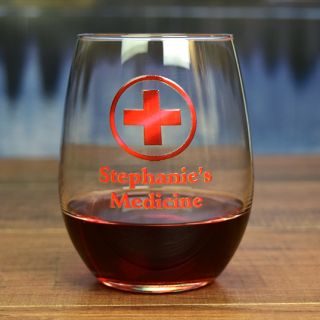 Printed Medicine Stemless Wine Glass
