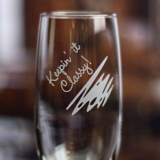 Engraved Squiggly Message Tall Champagne Flute