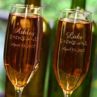 Engraved His and Hers Tall Champagne Flutes (Set of 2)