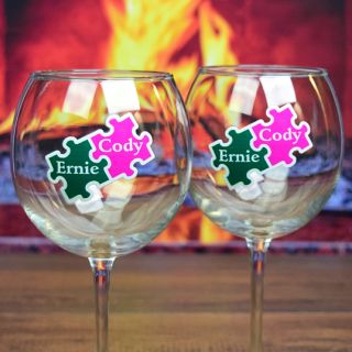 Printed Puzzle Balloon Wine Glasses (Set of 2)