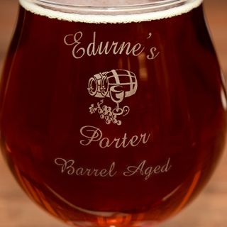 Engraved Arced Text Belgian Beer Glass