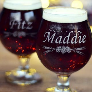 Engraved His and Hers Belgian Beer Glasses (Set of 2)