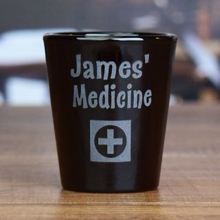 Engraved Medicine Black Shot Glass