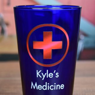 Printed Medicine Blue Pint Glass
