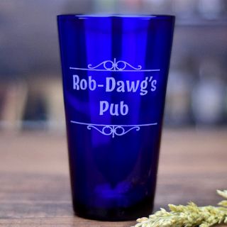 Engraved Personal Bar Blue Pint Glass