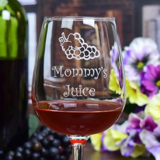 Engraved Juice Contour Wine Glass