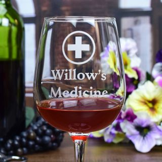 Engraved Medicine Contour Wine Glass