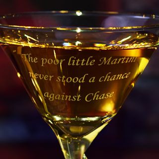Engraved Poor Little Z-Stem Martini Glass