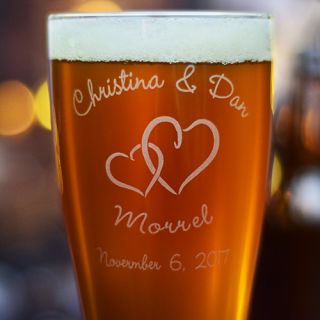 Engraved Arced Text Pilsner Glass