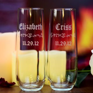 Engraved His and Hers Stemless Champagne Flutes (Set of 2)
