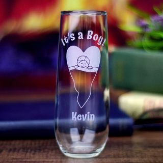 Engraved It's A Boy/Girl Stemless Champagne Flute