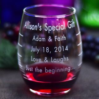Engraved Graduated Stemless Wine Glass