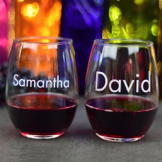 Engraved His and Hers Stemless Wine Glasses (Set of 2)
