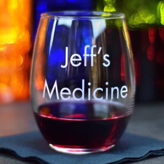 Engraved Medicine Stemless Wine Glass