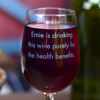 Engraved Health Benefits Tall Wine Glass