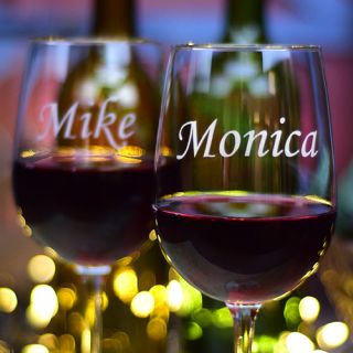 Engraved His and Hers Tall Wine Glasses (Set of 2)