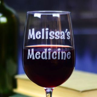 Engraved Medicine Tall Wine Glass