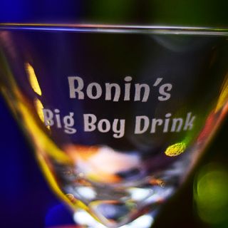 Engraved Big Boy / Big Girl Z-Stem Martini Glass