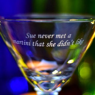 Engraved Never Met Z-Stem Martini Glass